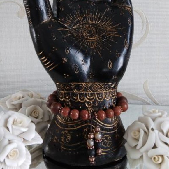 Stretch Bracelet~Sandalwood & Sandstone~ Truth & Discernment - Picture 1 of 6